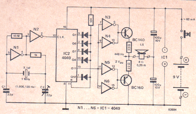 electronic tuning fork circuit