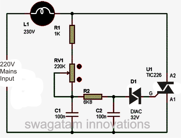 simple triac lamp dimmer switch circuit