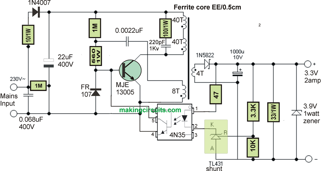 3.3V 2amp SMPS circuit