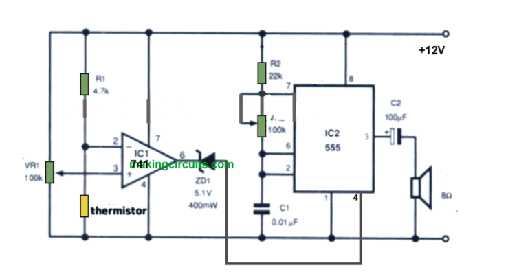 Car Engine Overheating Alarm Circuit