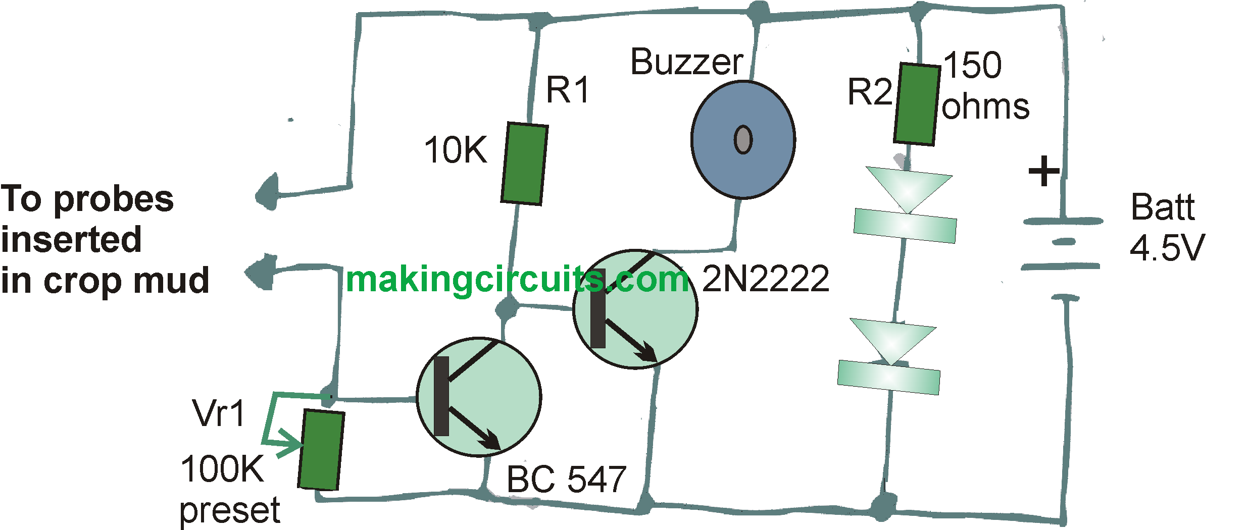 solar plant watering alarm circuit