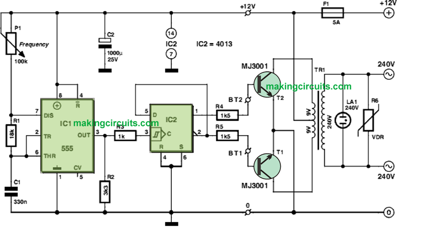 Simple 12V to 220V Inverter Circuit for Newcomers