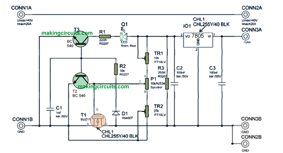 electronic fuse circuit for power supply