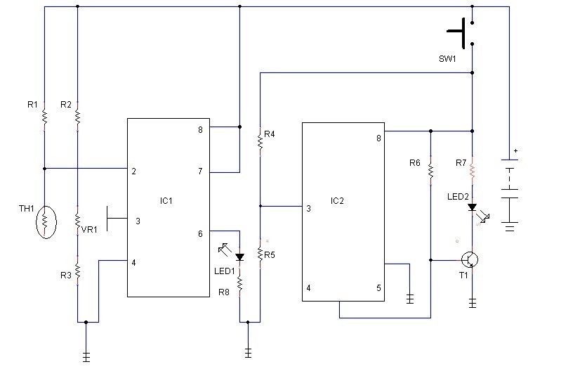 simple fridge alarm circuit