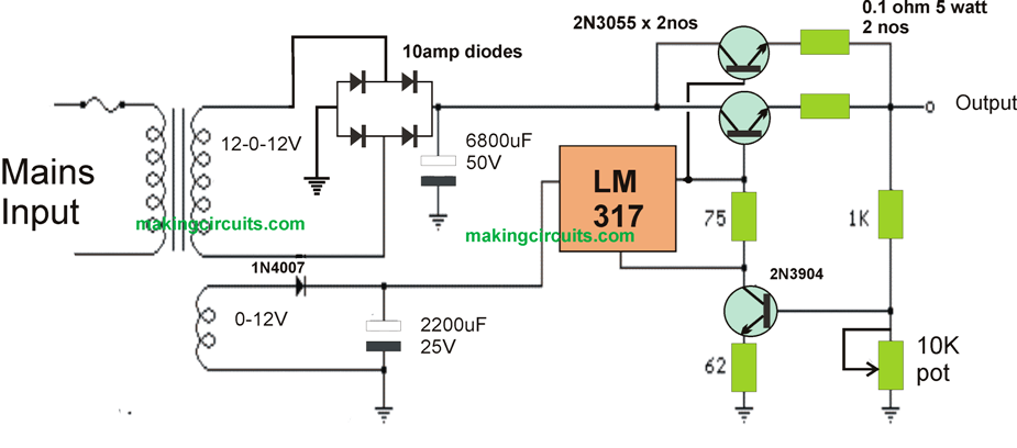 High Current Lm317 Power Supply Circuit