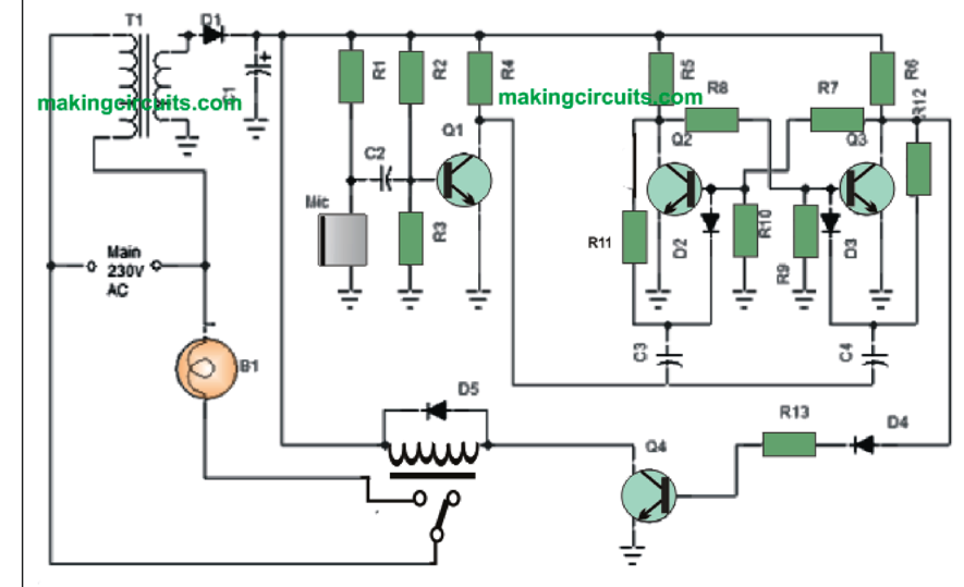 Very Simple Clap Switch Circuit For ON/OFF Light And Fan..Simple Clap  ON/OFF Switch Circuit.. 