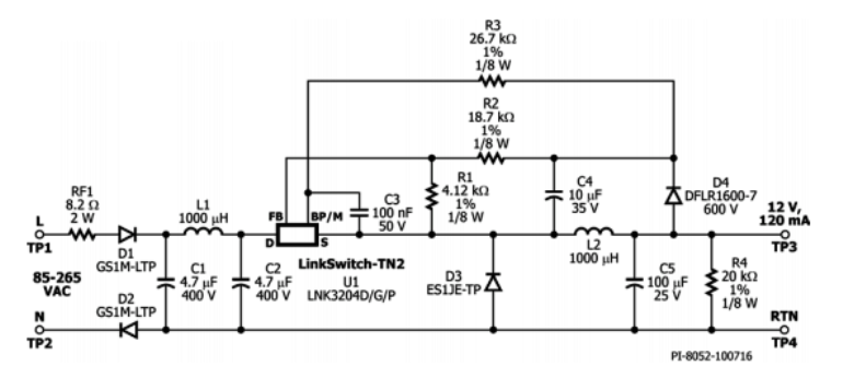 12V 100mA SMPS transformerless power supply circuit