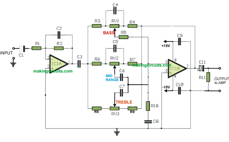 Bass Treble Tone Control Circuits - 3 Designs Discussed