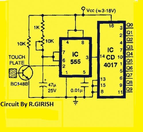 10 Channel Capacitive Touch Switch Circuit