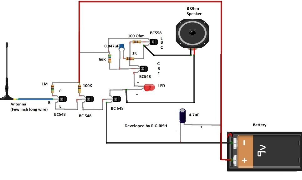 Non contact ac voltage deals detector circuit