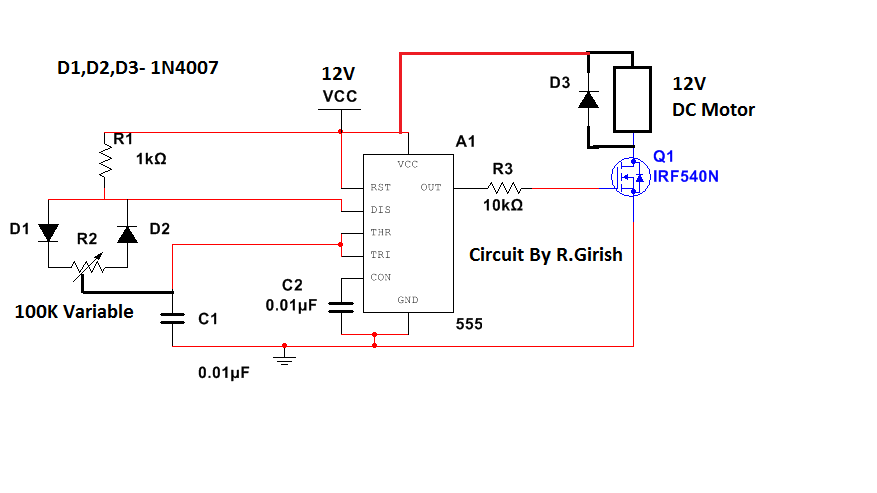 12V DC Fan Controller Using IC 555