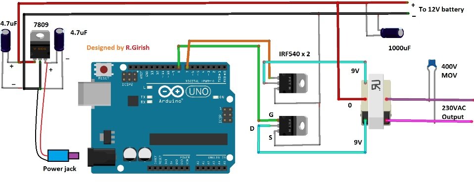 Simple Square Wave Inverter Circuit Using Arduino