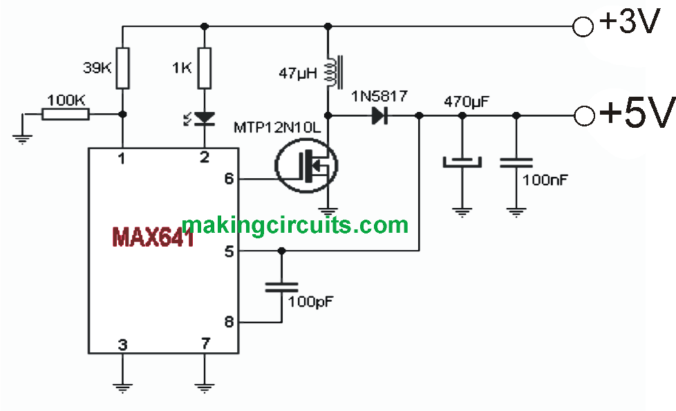 3V to 5V Boost Circuit for Battery Charging and LED Driver Applications