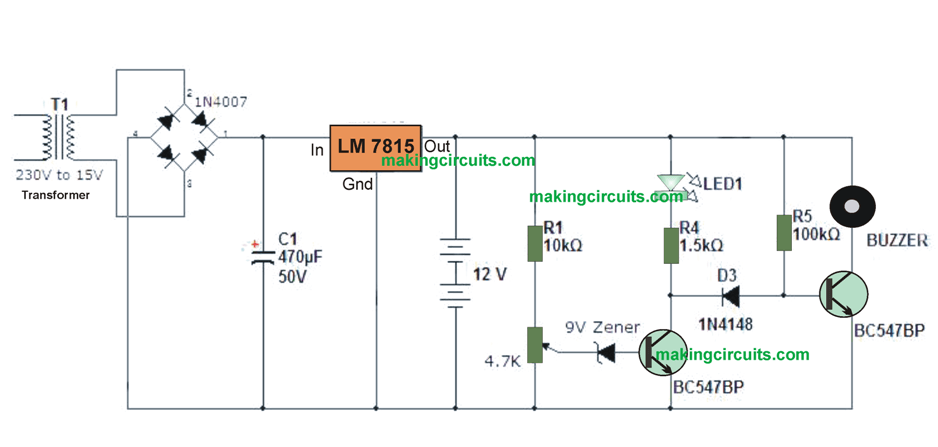 Simple 12V Battery Charger Circuits with Auto Cut-off