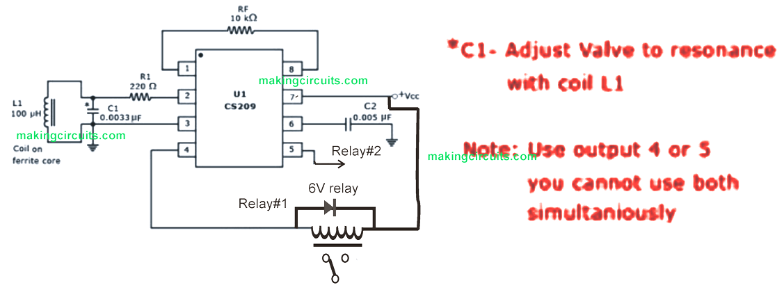 LC tuned resonance proximity sensor circuit