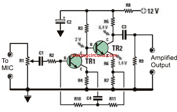 MIC preamplifier circuit dynamic