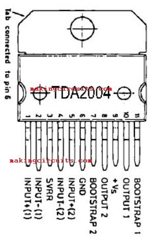 TDA2004 PIN Configuration-top-view