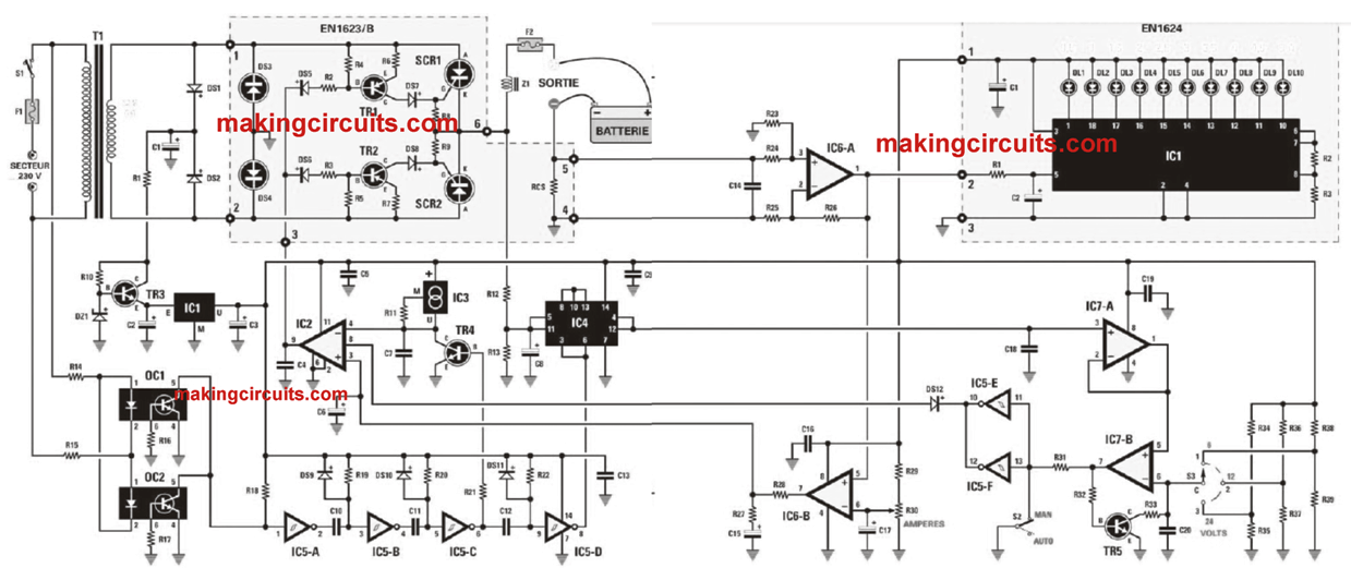 6V, 12V, 24V Automatic Battery Charger for Automobile circuit