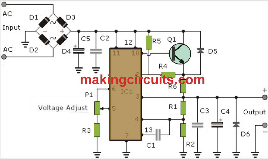 Adjustable power supply 3-30V 3A stabilized (regulated DC Power)