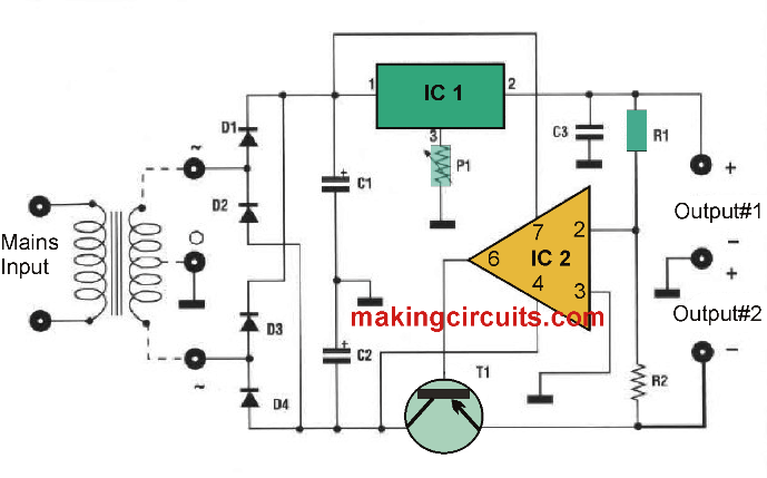 +/-5V to 12V Adjustable Power Supply Circuit