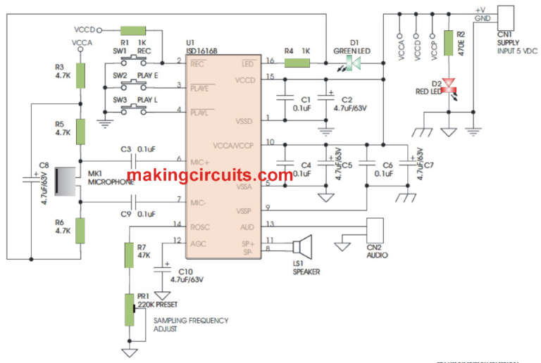 Simple Voice Recorder and Playback Circuit