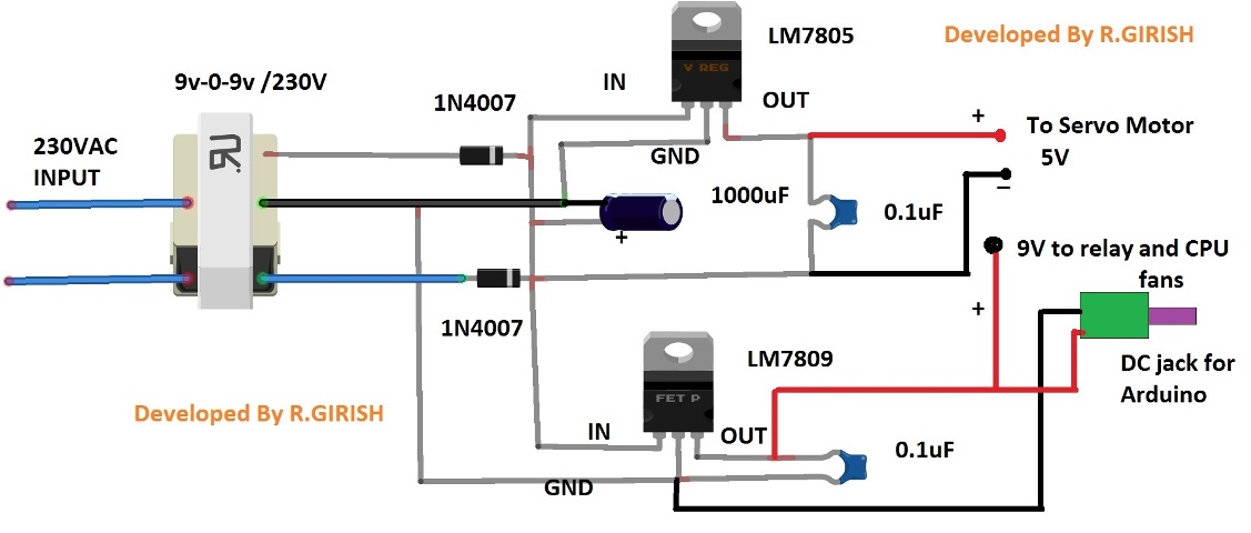 Arduino incubator power supply circuit