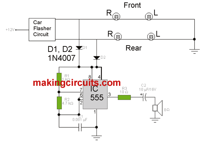 buzzer circuit for car turn flasher