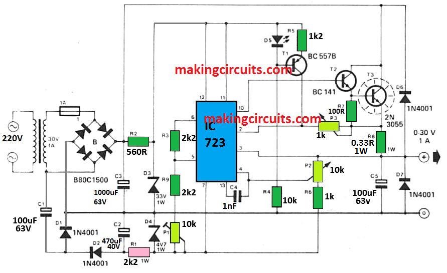 Ic Regulated Power Supply Circuit Diagram