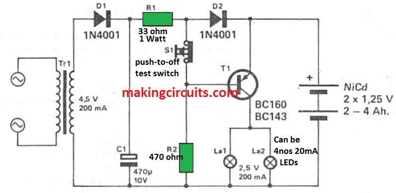 Very Simple Emergency Lamp Circuit, Simple Emergency Light Circuit Key Switch Wiring Diagram