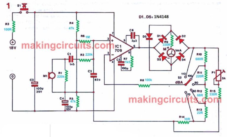 Noise Level Meter Circuit Circuit Diagram