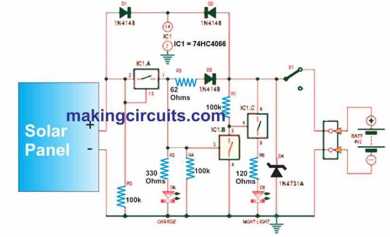 Solar Night Lamp Circuit