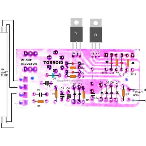 Simple 40 Watt Electronic Choke Circuit