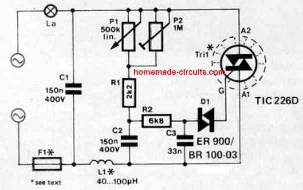 1000 watt light dimmer circuit diagram