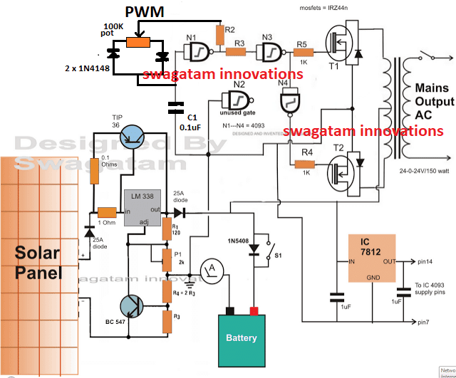 PWM controlled solar inverter circuit