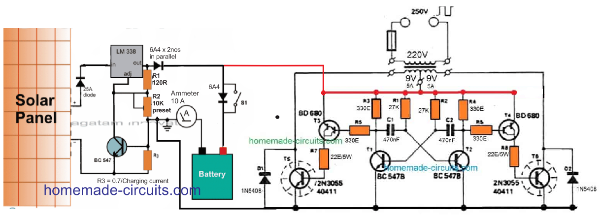 BJT 2N3055 solar inverter