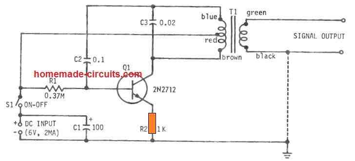 Hartley Oscillator Circuit with a single transistor