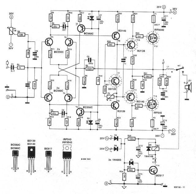 160 Watt complete Amplifier Design with Pinout 