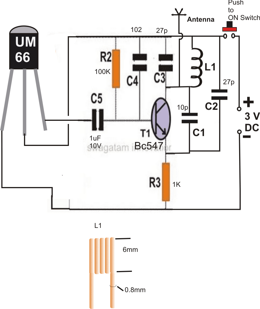 homemade FM remote transmitter switch circuit diagram