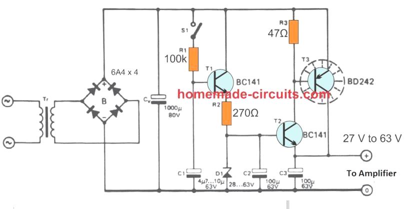 Soft-Start Power Supply for Amplifier Loudspeakers