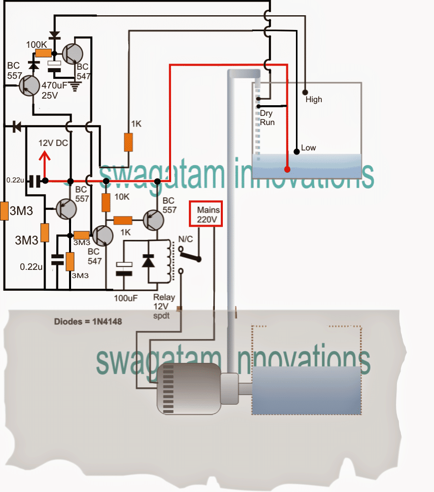 Dry Run Protector Circuits using Transistor latch