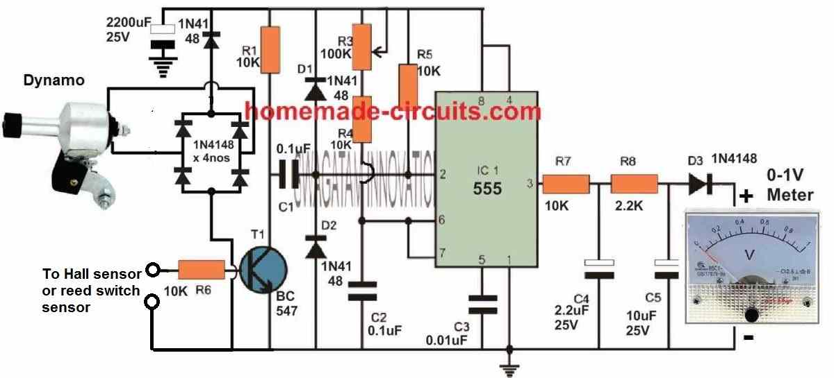 555 based bicycle speedometer using hall effect sensor