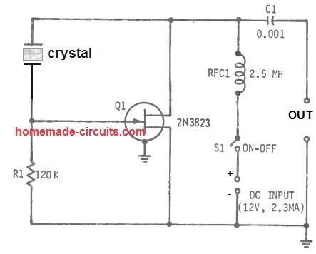 Pierce Oscillator Circuit using Just One FET