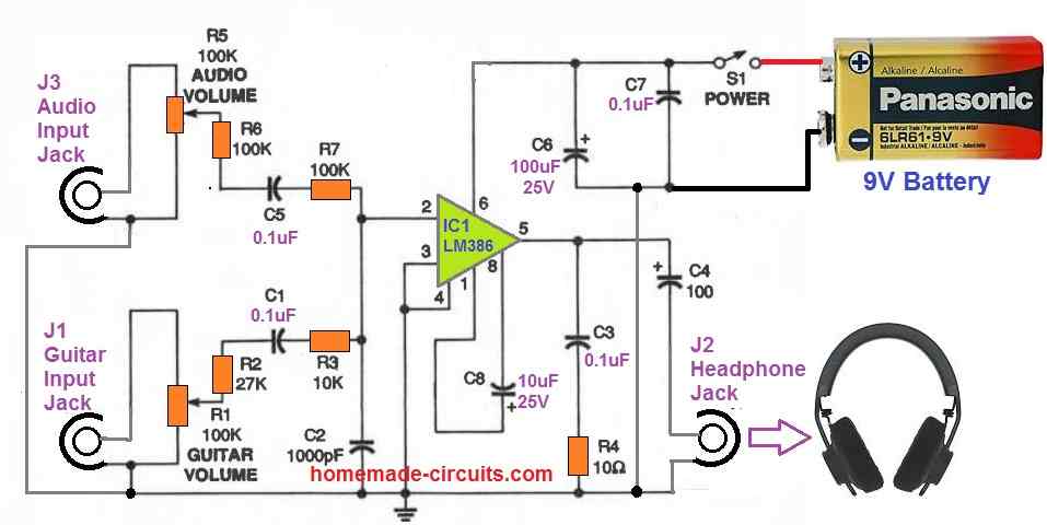 guitar jammer circuit diagram