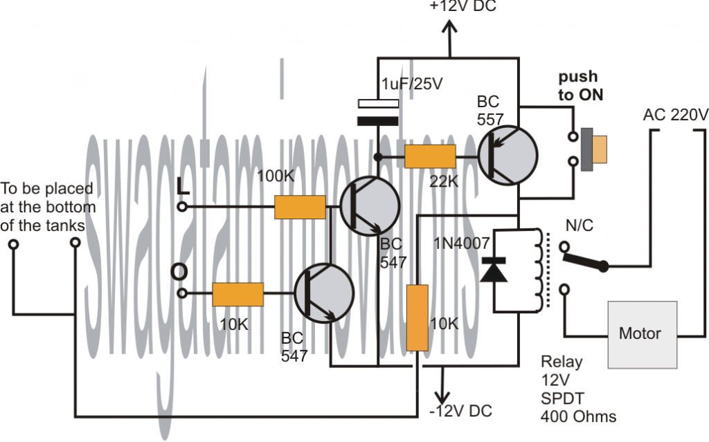 Dry Run Protector Circuits using Transistors and relay