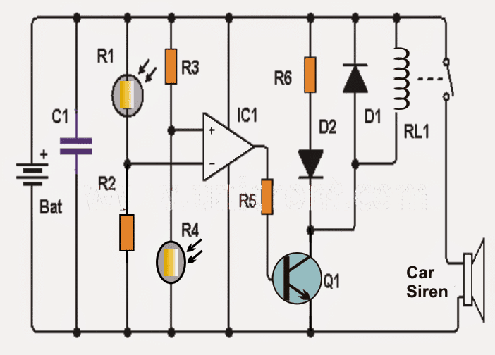 Shadow Sensor Alarm Circuit