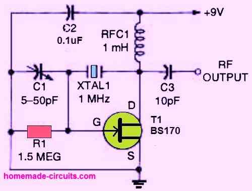 Pierce Oscillator Circuit using an FET