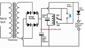 simple short circuit protection for power suppllies using relay