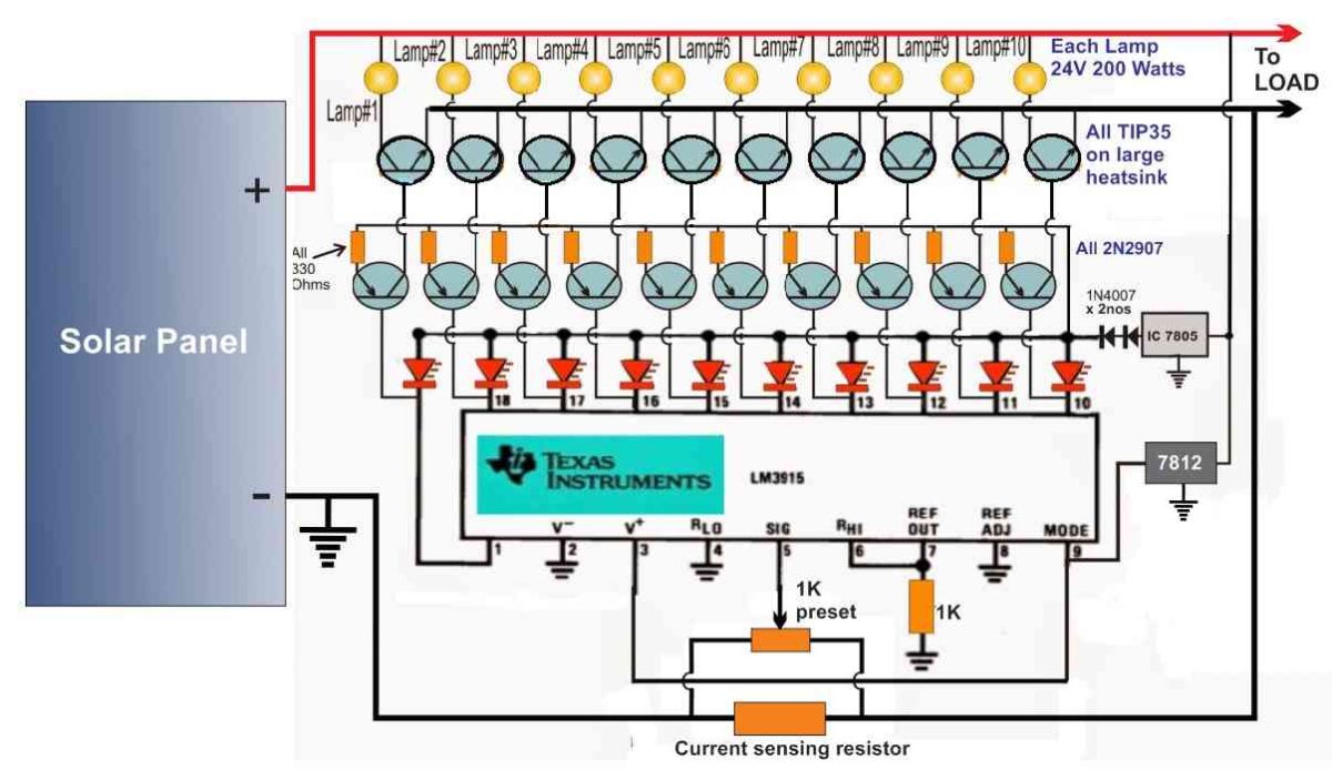 Solar Panel Excess Power Dump Load Circuit