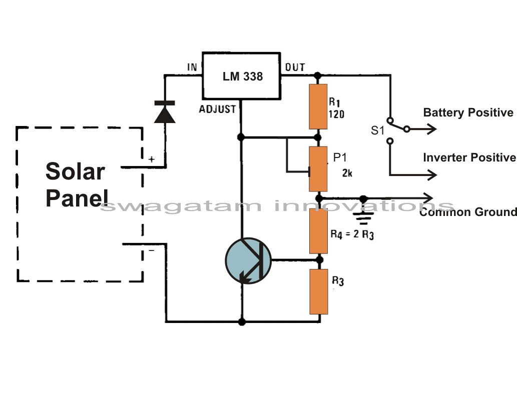 Constant current solar panel voltage regulator circuit diagram